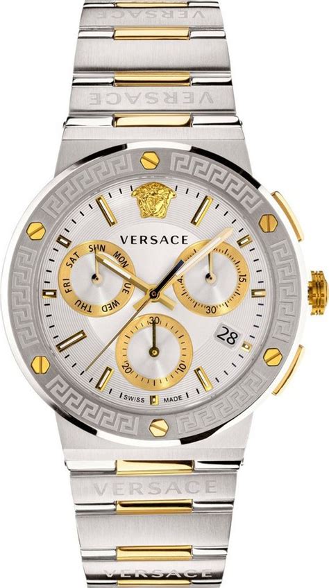 versace vez900321|Versace VEZ900321 Logo Chrono Men's Silver Watch .